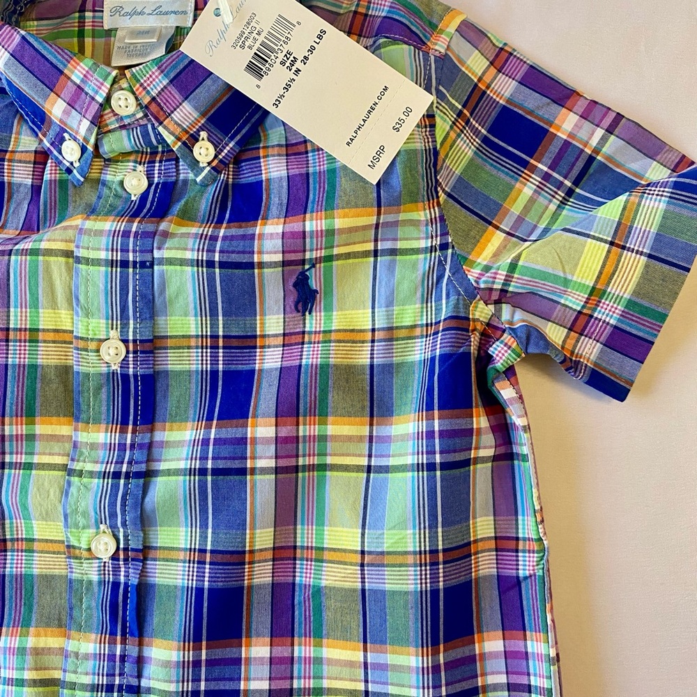 NWT Ralph Lauren Short-Sleeve Plaid Button-Up